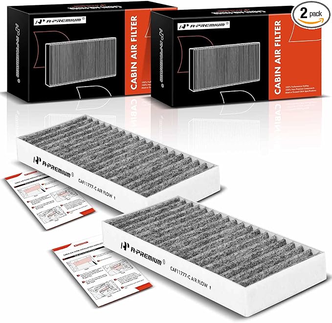A-Premium 2-PC Cabin Air Filter with Activated Carbon Compatible with Jeep Models - Wrangler 2011 3.6L, Wrangler 2012-2017 3.8L, Wrangler JK 2018 3.6L