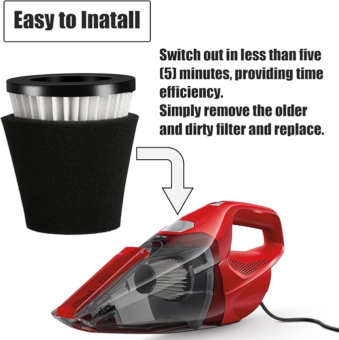 Replacement Scorpion Handheld Vacuum Cleaner Filter with Brush Compatible with Dirt Devil Scorpion Handheld Vacuum Cleaner Style F117, Compare to Parts AD40117 (3Pack)