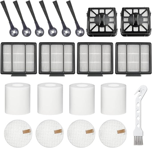 Accessories for Shark IQ Vacuum Replacement for Shark Robot R101AE (RV1001AE), R101 (RV1001) by Techecook - 4 Hepa Filters, 6 Side Brushes, 2 Filter, 4 Base Pre-Motor Foam & Felt Filters Kit, 1 Brush