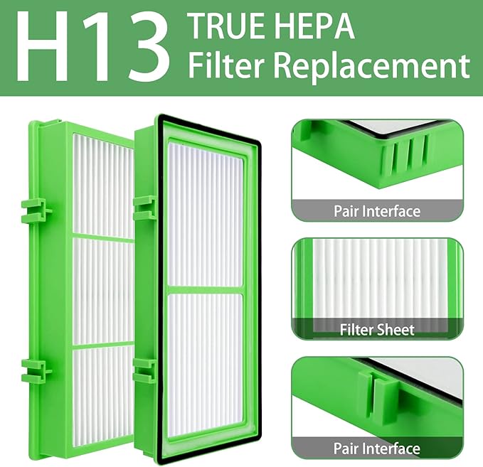 HAPF30AT Filter Replacement for Holmes AER1 Filter Replacement, Compatible with HAPF300AH-U4R and HAP242-NU, Funmit 4 Filters & 8 Activated Carbon Pre-Filters, Green