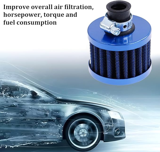 212cc Air Filter Valve Cover Breather, 12mm Inlet Mini Car Cold Air Intake Filter Cleaner, Crankcase Breather for Mini Bike Go Kart, Compatible with 196cc 6.5hp CT200U BT200X (Blue)