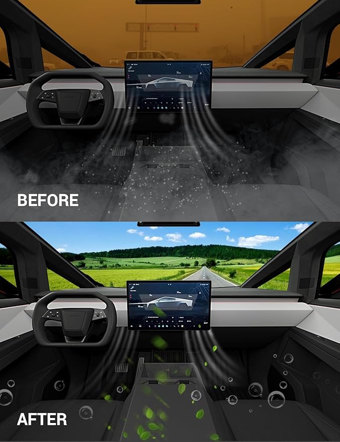 BASENOR 2026 Upgraded Tesla Cybertruck Air Filter HEPA Cabin Intake Air Filter Replacement with Activated Carbon (Proprietary Design) Cybertruck Accessories 2024 2025 2026