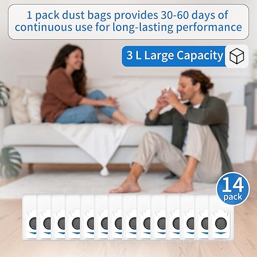 14 Pack T30S Combo Replacement Dust Bags Compatible with Only for ECOVACS DEEBOT T30S Combo Vacuum Cleaner, Large Capacity Dirt Disposable Vacuum Bags. 【Not fits for Other T30S models】