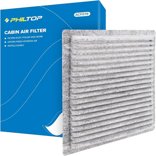 PHILTOP Cabin Air Filter w/Activated Carbon, Compatible with CF10138 Toyota Highlander 2001-2007, Lexus RX300 1999-2003, IS300 2001-2005, Carbon Filter Up Dust Pollen Odor