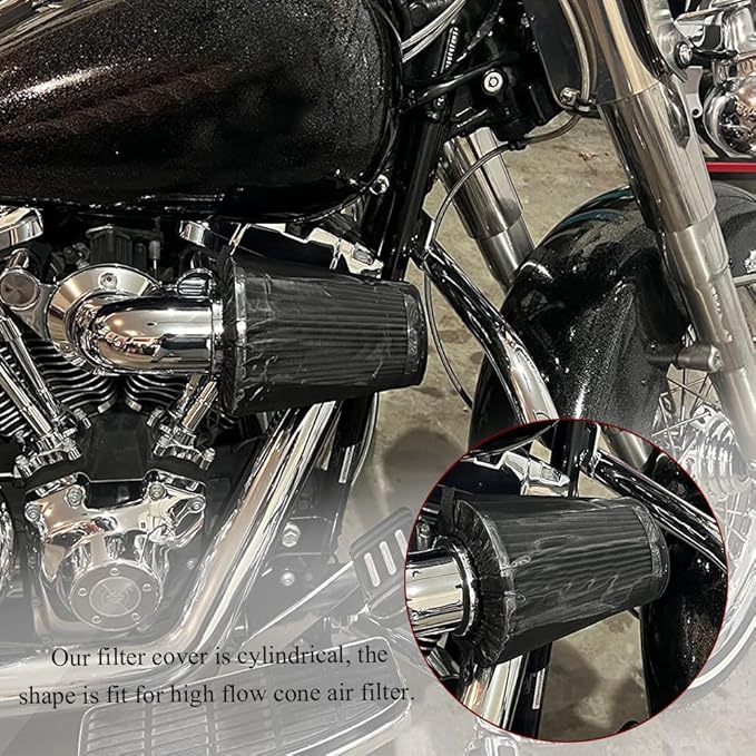 Air Filter Cover for Car Cold Air Intake Filter Cover Wrap Dustproof, Air Filter Cleaner Kits, Air Intake Filter Sock Cover for Harley Touring Universal for High Flow Air Intake Filters (Large)