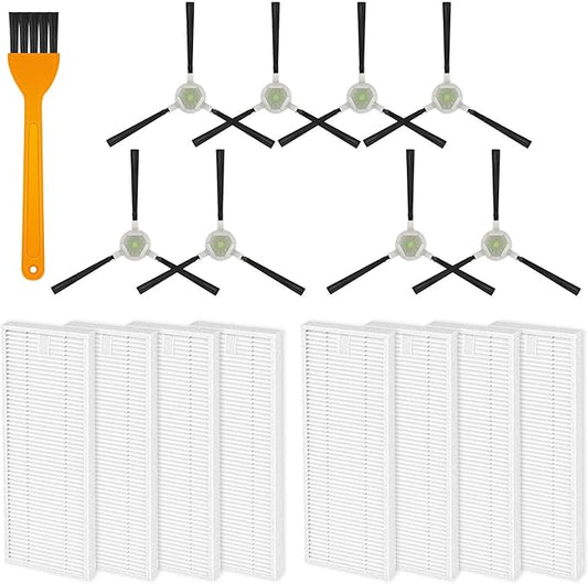 Replacement Parts Compatible for Lefant M210S M210B M213, for OKP Life K2 K3 K3A K4 K5 Robot Vacuum 8 Side Brushes 8 HEPA Filters, 5.0 * 1.9 Inch