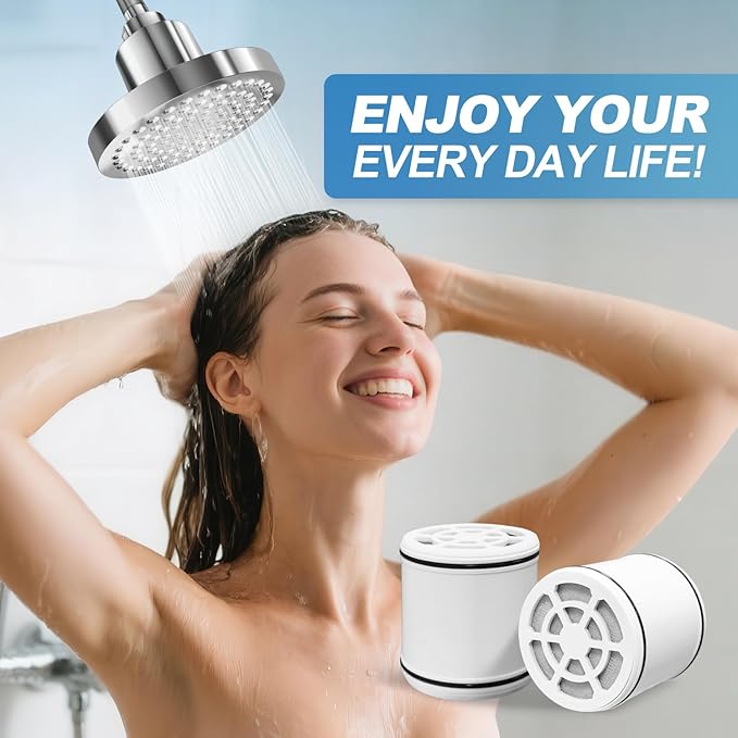 High Output Shower Filter Replacement Cartridge – Bath Water Filter Element Reduces Chlorine, Restores pH Balance, Glowing Skin, Strong Nails & Shimmering Hair – 1-Pack