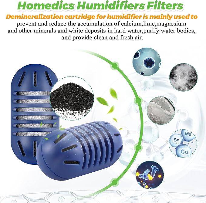 Techecook 20Pack Demineralization Cartridge Fit for HoMedics Ultrasonic Humidifier Demineralization Cartridge Filter UHE-HDC4, Eliminate White Mist|Prevent Hard Water Build-Up|Filter Mineral Deposits
