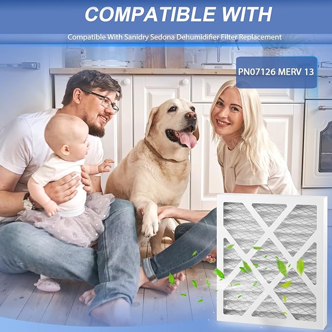 2 Pack PN07126 Dehumidifier Filter Replacement Compatible with sanidry Sedona dehumidifier Filter PN07126 MERV 13, Pn07126 Filter Help Provide a Healthier Indoor Environment for Your Family