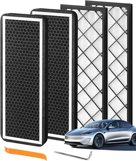Intake Cabin Air Filters Compatible with 2020-2026 Tesla Model Y External Front Trunk Air Intake Filters 2025 2026 Juniper Intake Cabin Air Filtration 1658375-00-A 1658376-00-A 165837500A 165837600A
