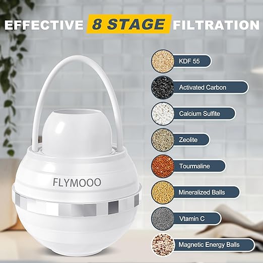 Bath Filter for Tub, Bathtub Faucet Water Filter with 8 Stages & 2,500 Gallons of Filtration to Reduce Contaminants for Softer, Smoother Skin (White)