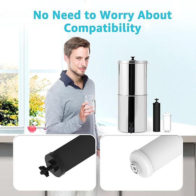 AQUA CREST NSF/ANSI 42&372 Standard Water Filter, Replacement for Berkey® Gravity Water Filter System, Berkey® BB9-2® Black Filters & PF-2® Fluoride Filters