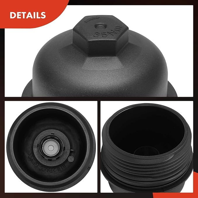 A-Premium Oil Filter Housing Cap Assembly Compatible with Kia Sorento 2011-2018, Sedona 2015-2018, Cadenza 2014-2016 & Santa Fe 2010-2018, Santa Fe XL 2013-2019, Azera, 3.3L 3.5L, 263503CAB1