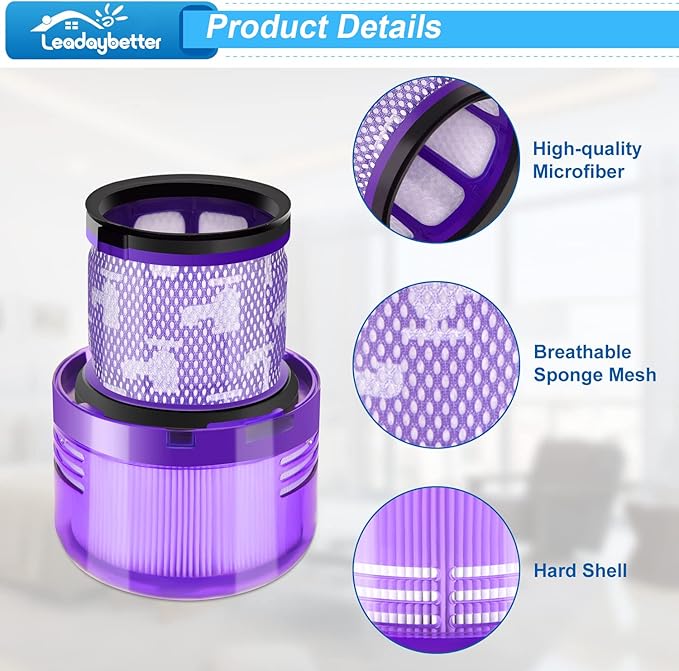 Leadaybetter Filter Replacement for Dyson V11 Animal Extra Torque Drive Complete, V15 V15s Detect Submarine, SV14 SV15 SV17 SV22 SV28 Vacuums, Compare to Part 970013-02