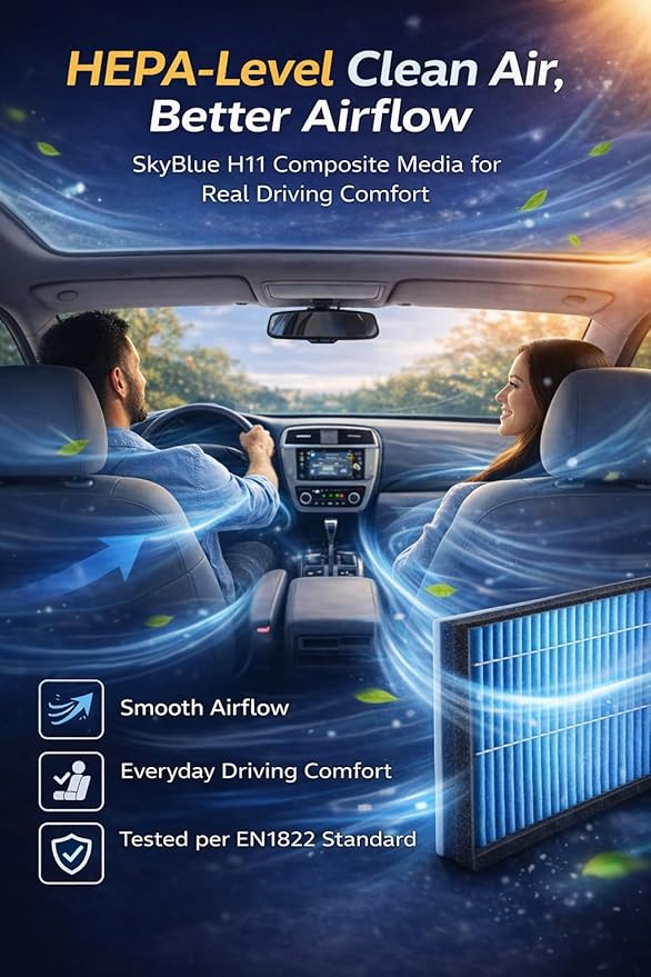 CF10285 Cabin Air Filter, H11 High-Airflow Composite Media, Low Restriction for Strong AC Airflow, Fit for Select Camry Corolla RAV4 4Runner Vehicles, Confirmed Fit