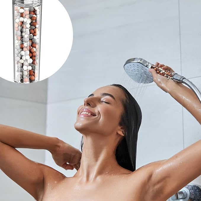 BLMHTWO 3 Packs Shower Envy Filtered Shower Head, Mineral Filtration Showerhead Stones Replacement Anion Mineral Beads for ShowerHead Filter