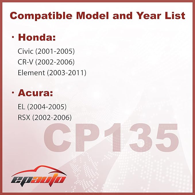 EPAuto CP135 (CF10135) Cabin Air Filter includes Activated Carbon, Replacement for Honda Civic (2001-2005), CR-V (2002-2006), Element (2003-2011), Acura RSX (2002-2006), EL (1997-2005)