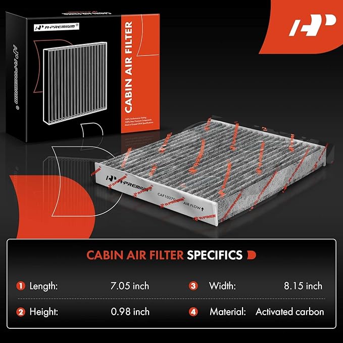 A-Premium Cabin Air Filter with Activated Carbon Compatible with Ford Mustang 2005-2014, Replace# 4R3Z19N619AA