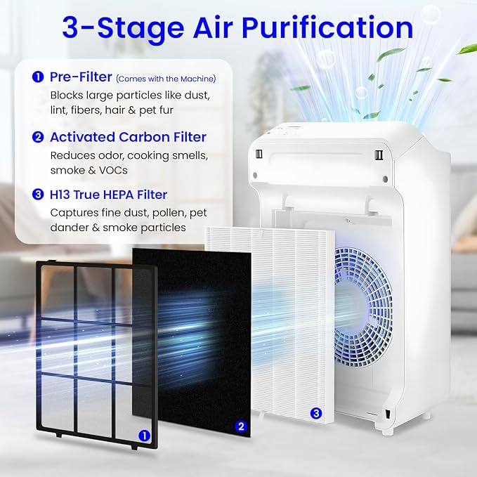 Future Way 2-Pack C545 Replacement Filter S Kit Compatible with Winix C545 Air Purifier, 2 H13 True HEPA Filter + 8 Activated Carbon Filters, Replace 1712-0096-00