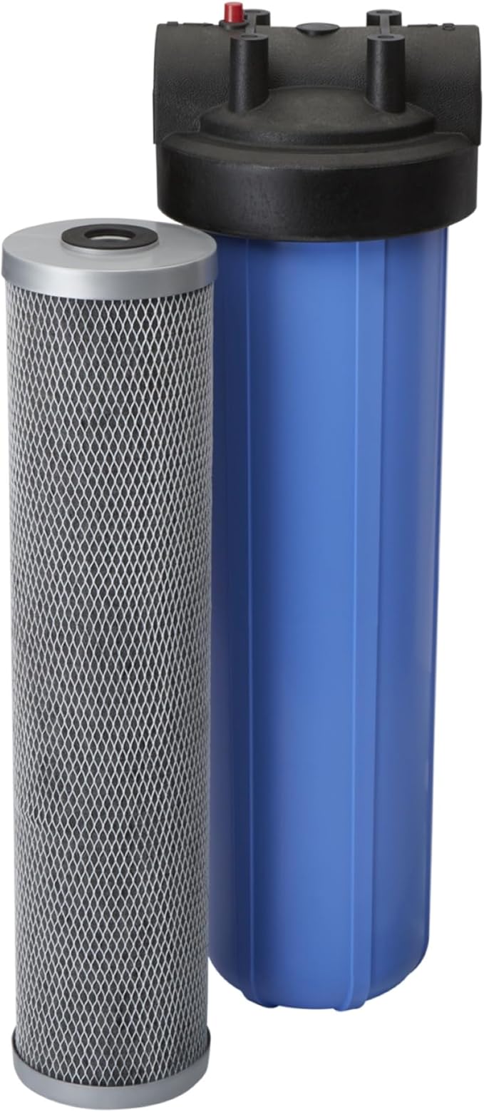 Pentek FloPlus Protect Filtration System, 20" Filter Housing and Cartridge, NSF Certified to Reduce PFAS, 20-Inch, Whole House Carbon Fibredyne Replacement Cartridge, 20" x 4.5", 1 Micron