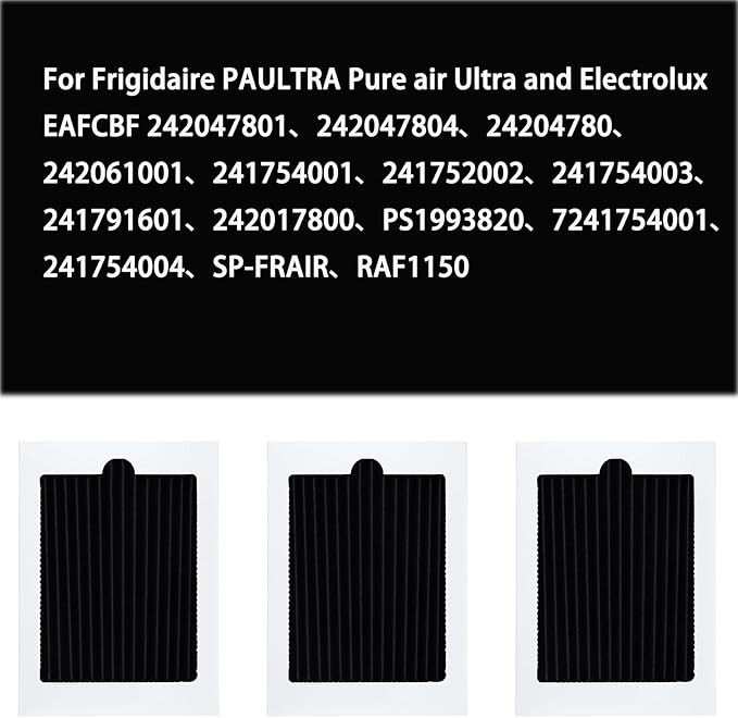 Refrigerator Air Filter For Whirl-pool FGHB2866PF FGHF2366PF FGSS2635TF FPBC2277RF FGHC2331PF FGHS2655PF LGHB2867PF FGHS2631PF Air Filter Replacement (3 Pcs)