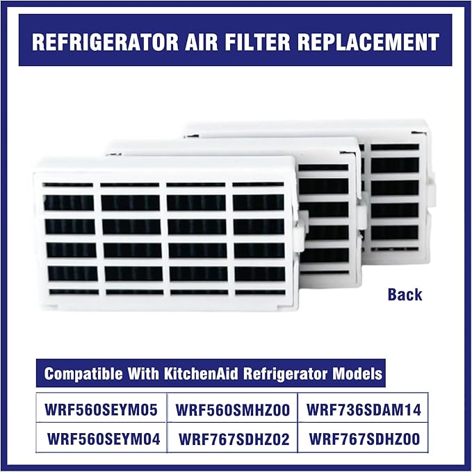 3 Pcs Refrigerator Air Filter Replacement Fit for Whirlpool WRF560SEYM05, WRF560SMHZ00, WRF736SDAM14, WRF560SEYM04, WRF767SDHZ02, WRF767SDHZ00
