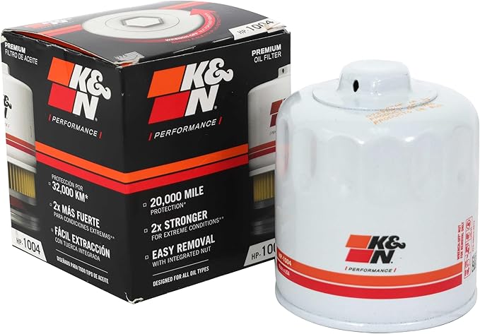 K&N Premium Oil Filter: 20,000 Mile Engine Protection with Wrench Off Nut: Compatible with Select 1983-2022 HYUNDAI/KIA/SUBARU/HONDA Vehicle Models (See Product Description for Select Models),HP-1004