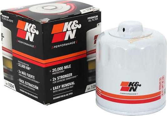 K&N Premium Oil Filter: 20,000 Mile Engine Protection with Wrench Off Nut: Compatible with Select 1983-2022 HYUNDAI/KIA/SUBARU/HONDA Vehicle Models (See Product Description for Select Models),HP-1004