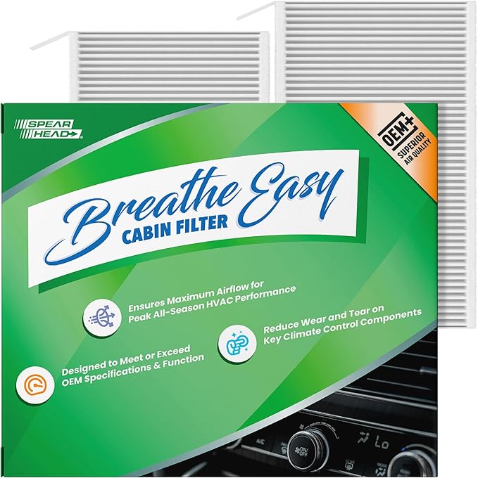 Spearhead OEM+ Particulate Breathe Easy Cabin Filter | Fits 2017-25 Model 3, 2020-25 Model Y Like OEM | Provides Max Airflow & Enhanced Performance (BE-111P)