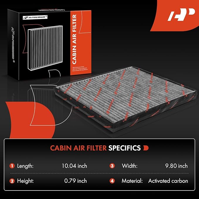 A-Premium Under Hood Cabin Air Filter with Activated Carbon Compatible with Chevrolet Camaro 2010 2011 2012 2013 2014 2015