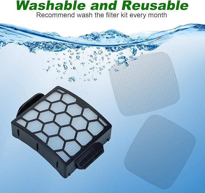 Vacuum Filters Replacement for Shark LA300 LA301 LA322 LA351 LA500 LA502 LA555 LA360 LA362 LA401 LA455 LA702 Rotator Lift-Away ADV DuoClean PowerFins Upright Vacuum 2 HEPA 4 Foam 4 Faux Felt Filters