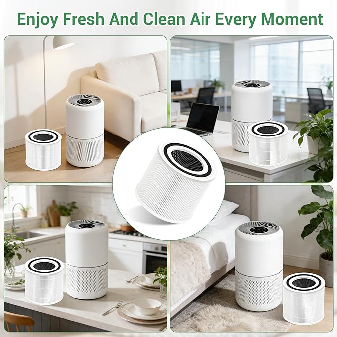 2 Pack Core 300 Replacement Filter, Compatible with Levoit Core 300, Core 300S Air Purifier, Compare to Core 300-RF models, 3-in-1 H13 True HEPA & Activated Carbon Filter, White