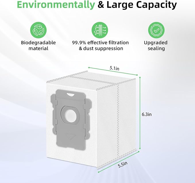 14 Pack Replacement Vacuum Bags Compatible with iRobot Roomba i7+, i8+, i1+, i3+, i4+, i5+, j6, j7, s9+, 104, 105, 705, Combo 10 Max, i & s & j Series Clean Base Automatic Dirt Disposal Bags
