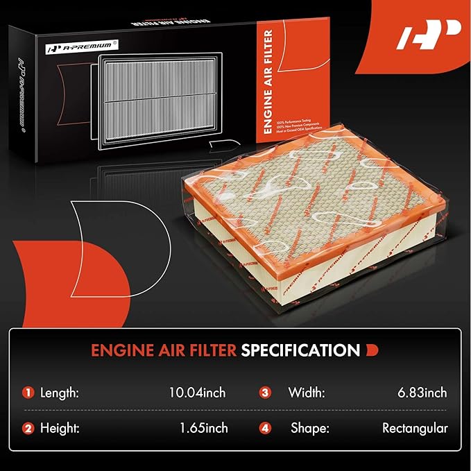 A-Premium Engine Air Filter Compatible with Kia Spectra 2004-2009, Spectra5 2005-2009 & Hyundai Elantra 2001-2006, Tiburon 2003-2008, 2.0L 2.7L