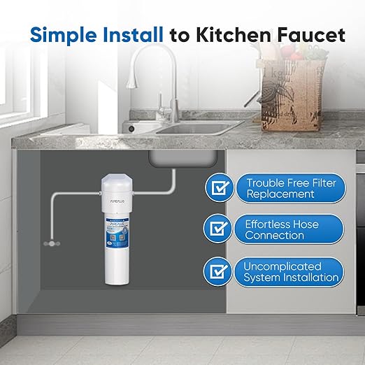 PUREPLUS WFC5300A Under Sink Water Filter, 22000 Gallons, 99.99% Chlorine Reduction, NSF/ANSI Certified, Replacement for WFS5300A Under Counter Water Filtration System