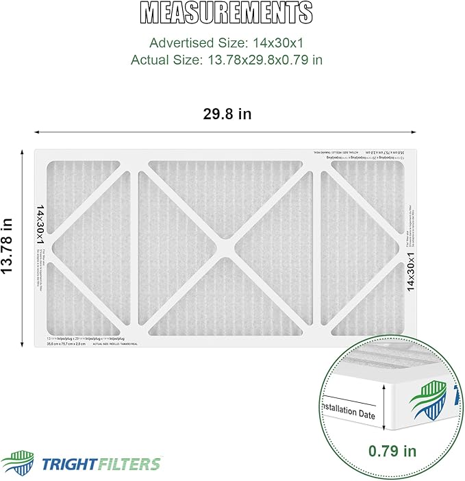 14x30x1 Air Filter 4 Pack, MERV 8 Pleated Dust Defense Air Filters Replacement Air Conditioner HVAC AC Furnace Filter, Durable and Lightweight