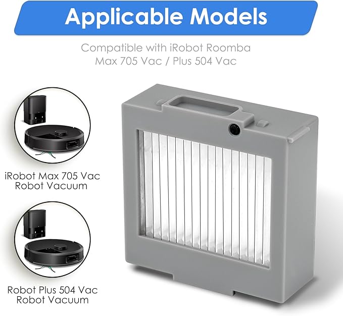 (3 Pack) Max 705 Vac Replacement HEPA Filters Compatible with iRobot Max 705 Vac/Plus 504 Vac Robot Vacuum Cleaner, Vacuum Filters, Canister Filters, Upright Filter, Filter Kit
