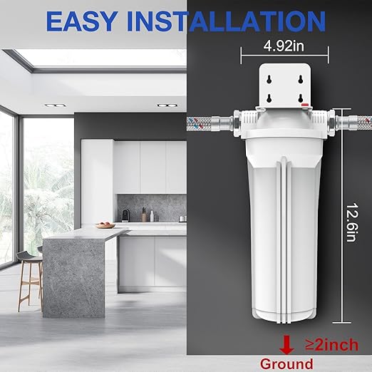 SimPure Whole House Water Filter Housing, Inline Water Filter for Home, Universal 10 inch Sediment Filter with 3/4 NPT Inlet and Outlet, Heavy Duty Steel Bracket, 4 Screws, Wrench (Pack of 2)