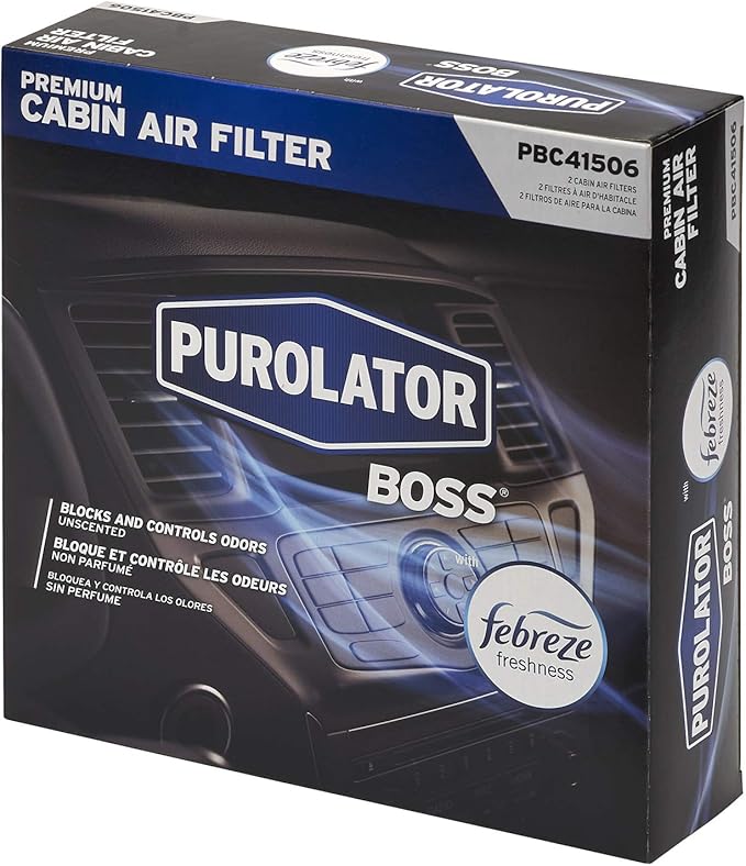 Purolator PBC41506 PurolatorBOSS Automotive Cabin Air Filter with Febreze & Activated Carbon, Car & Truck Passenger Compartment OEM Filter Replacement for Tesla MODEL 3 & MODEL Y 2 Count (Pack of 3)