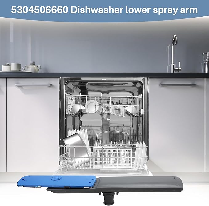 Dishwasher Lower Spray Wash Arm 5304506660 Compatible With Frigidaire Dishwashers Spray Arm Assembly with 5304506518 Dishwasher Trap Drain Filter Replaces 154830303 4456369 5304496886 5304506532