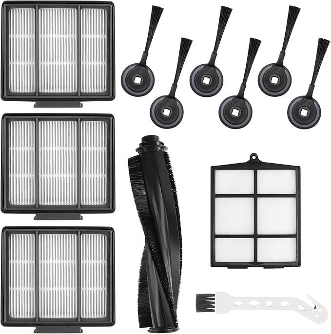 Replacement Parts for Shark ION Robot AV751 AV752 AV753 RV700_N RV720_N RV850 RV851WV Vacuum Cleaner Accessories by Techecook - 6 Side Brushes,3 Hepa Filter,1Main Brush,1 Filter Guard,1 Cleaning Brush