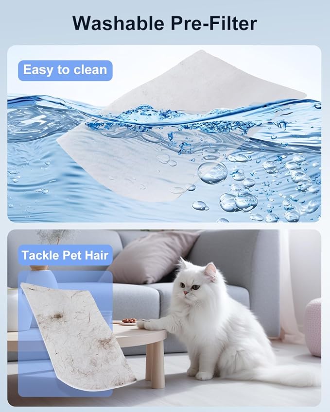 2 Pack MOOKA PR1 Genuine Air Purifier Replacement Filter, H13 True HEPA Air Purifiers for Home Large Room up to 2200sq.ft, with Washable Pre Filter, Removes Pollen Dander Smoke Pet Hair Dust