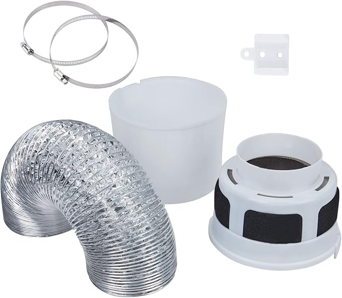 VIWINVELA 3 IN 1 Indoor Dryer Vent Kit Filter Bucket for Electric Dryer with 4-Inch by 5-Feet Proflex Duct (Silver)