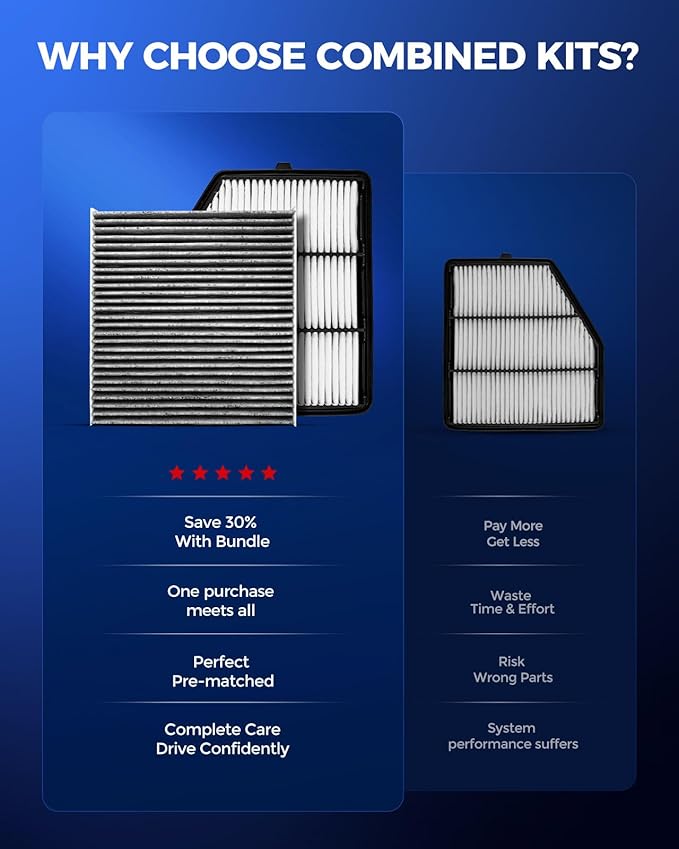 KAX Engine & Cabin Air Filter Kit, Replacement for Nissan Altima 2019-2025 2.5L, Replace# CA12551 CF12552