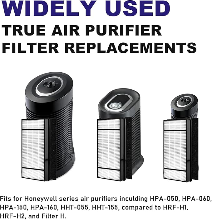 2 Pack Air Filters,True Air Replacement Filters H Compatible with Honeywell HRF-H1 HRF-H2 Fits Model HPA050, HPA150, HPA060, HPA160, HHT055, HHT155