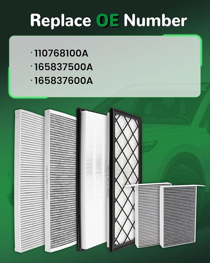 Cabin Air Filter Compatible with Model Y 2020 2021 2022 2023 2024 2025 2026 HEPA Intake Air Filter with Activated Carbon 6 Pack Replace 165837500A, 165837600A