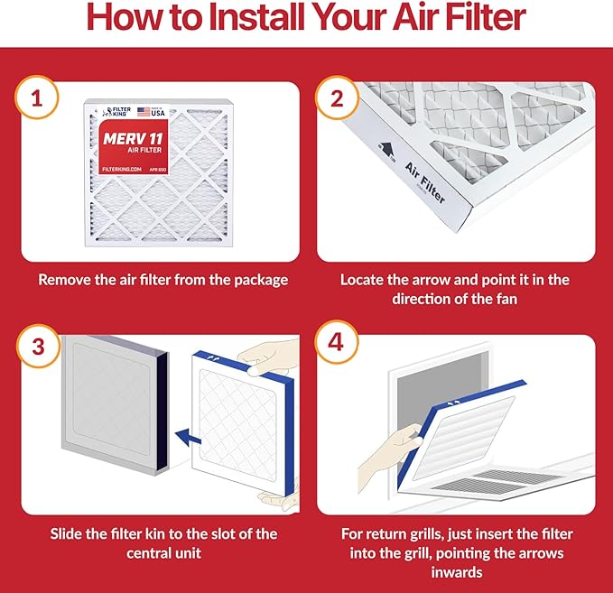 Filter King Air Filters 15x30.75x1 | 6 Pack | MERV 11 HVAC Pleated AC Furnace Filters | Actual Size 15 x 30.75 x .75"
