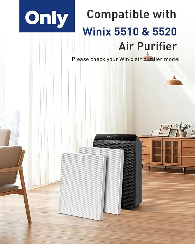 5510 5520 Replacement Filter Q Compatible with Winix 5510 5520 PlasmaWave Air Puri-fiers, Include 4 HEPA Filters, #1712-0123-00