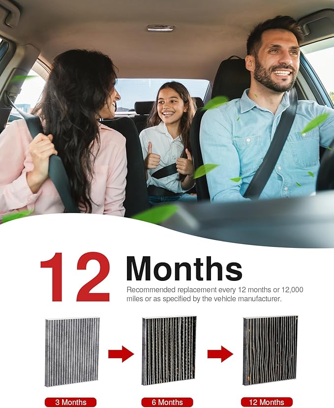 Puroma Cabin Air Filter with Activated Carbon, Replacement for CF11671, 6090C, CAF1864P, Mazda: EG21-61-P11, Jeep Grand Wagoneer, Wagoneer, Mazda CX-7, RAM 1500, 1500 Classic, 2500, 3500, 4500, 5500