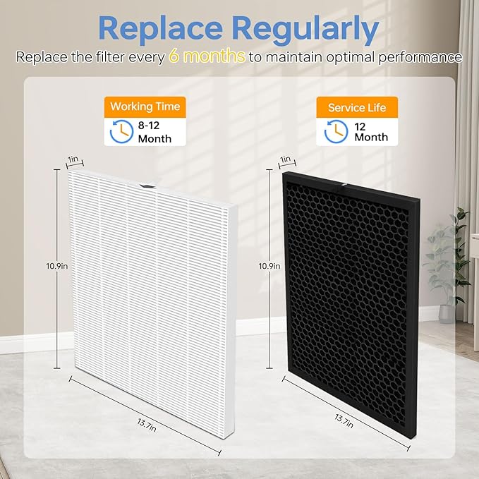1712-0123-00 Replacement Filter Q for Winix 5510 and 5520,Activated Carbon Filter Combo for pet odors,Part Includes:2 True HEPA Filters & 2 Carbon Filter,1 Pack Cleaning Brush